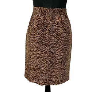Allison Taylor Print Mini Leopard Print Silk Skirt(Size Large)